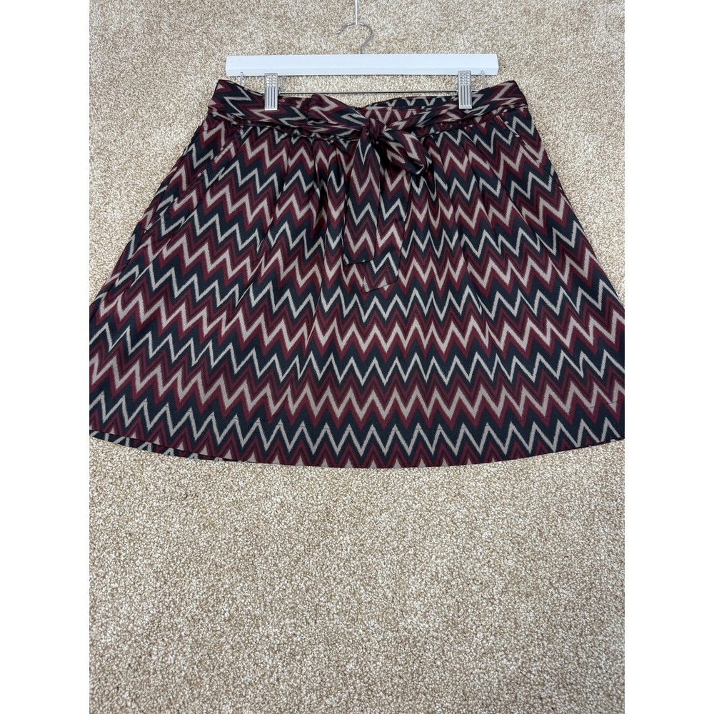 Y2K Banana Republic Womens Skirt Chevron Zigzag A-Line Burgundy Black 8 Mod M
